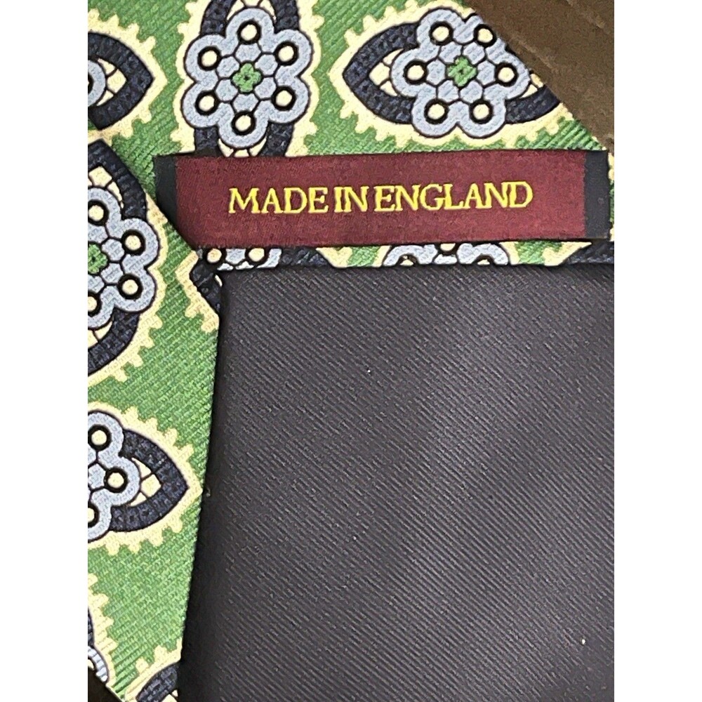 Charles Tyrwhitt Green and Blue Patterned Tie - Picture 3 of 9
